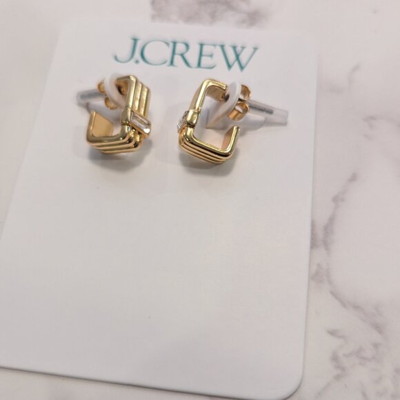 J.Crew Crystal Square Hoop Earrings - Picture 6 of 7